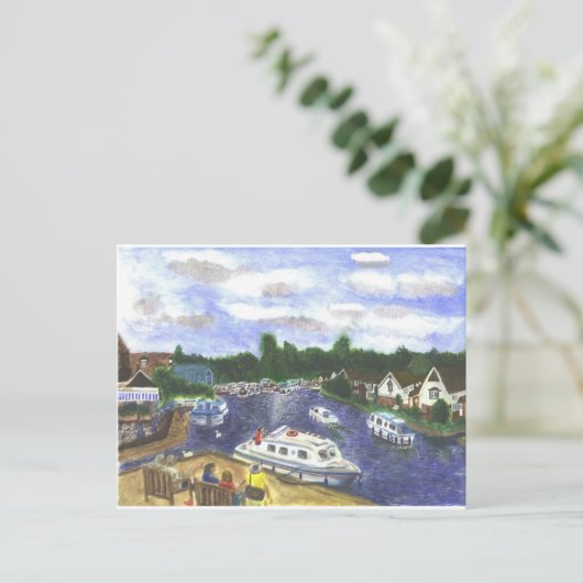 Carte Postale Vue de Wroxham Bridge Norfolk Broads (Debout devant)