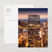 Carte Postale Vue d'ensemble de Boston la nuit (Devant / Derrière)