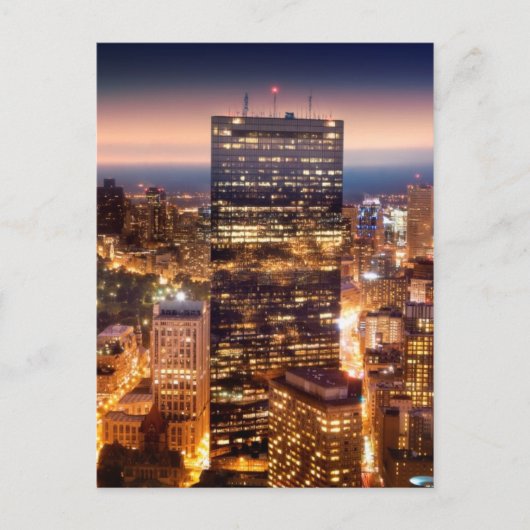 Carte Postale Vue d'ensemble de Boston la nuit (Devant)