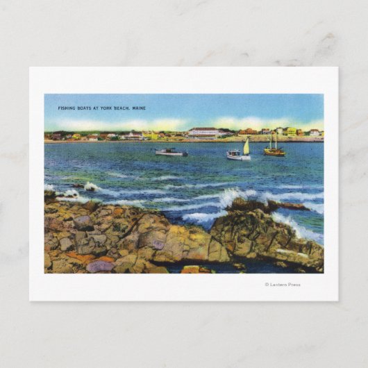 Carte Postale Vue des bateaux de pêche de York Beach (Devant)