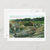 Carte Postale Vue des bateaux sur la plage à Chinatown (Devant / Derrière)