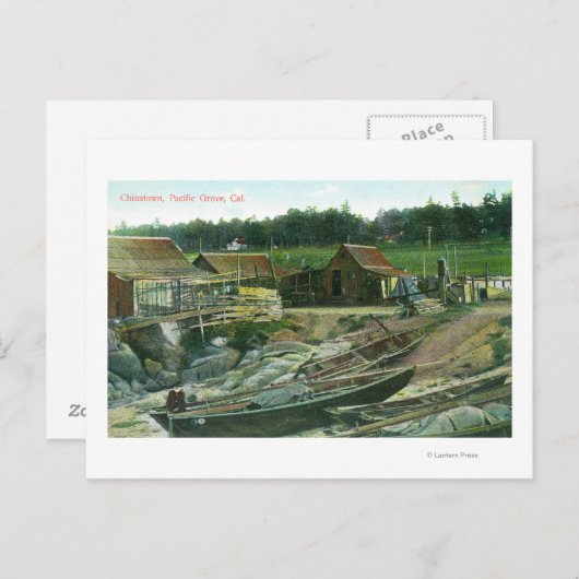 Carte Postale Vue des bateaux sur la plage à Chinatown (Devant / Derrière)