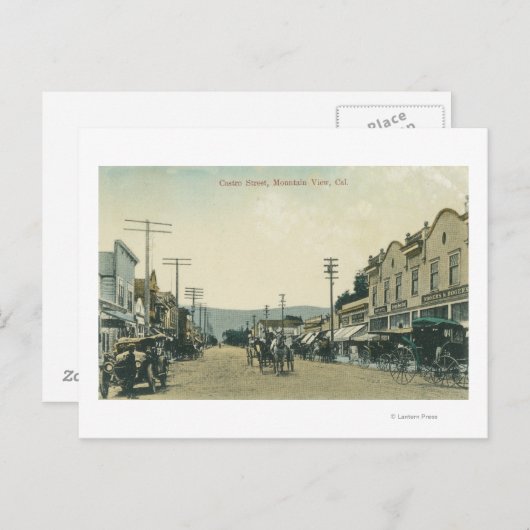 Carte Postale Vue des chariots à cheval sur Castro Street (Devant / Derrière)