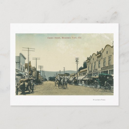 Carte Postale Vue des chariots à cheval sur Castro Street (Devant)