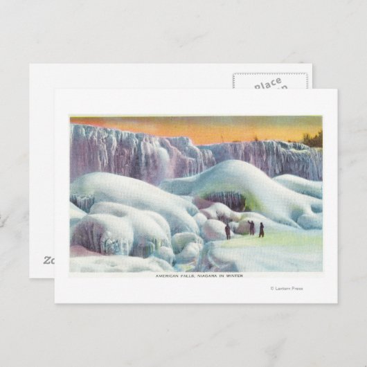 Carte Postale Vue des chutes américaines en hiver (Devant / Derrière)