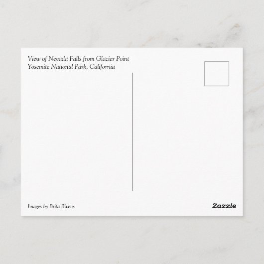 Carte Postale Vue des chutes du Nevada depuis Glacier Point, CA (Dos)