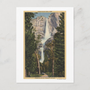 Carte Postale Vue des chutes et de la vallée de Yosemite