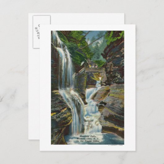 Carte Postale Vue des chutes Rainbow et du pont (Devant / Derrière)