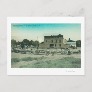 Carte Postale Vue des fraiseuses transportant du grain à l'usine