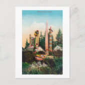 Carte Postale Vue des tombes et des totempoles indiens (Devant)