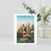 Carte Postale Vue des tombes et des totempoles indiens (Debout devant)