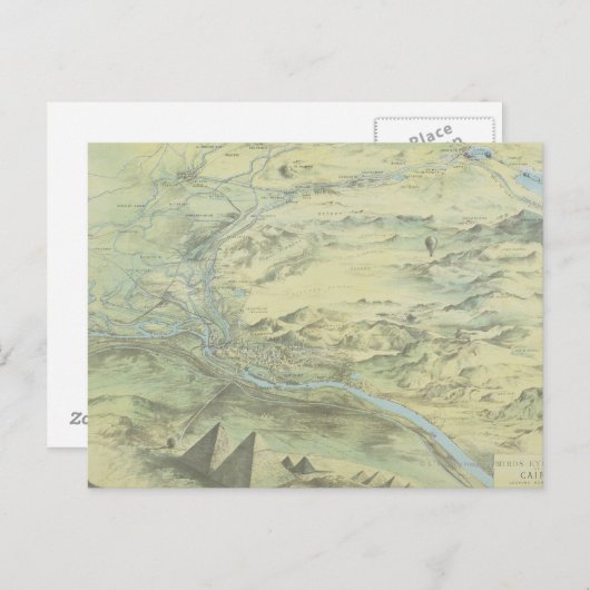 Carte Postale Vue d'Oiseau du Caire (Devant / Derrière)