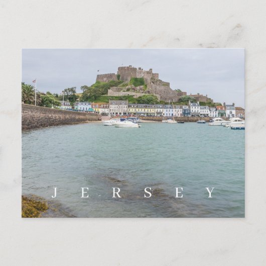 Carte postale vue du château de Jersey Mont Orguei (Devant)
