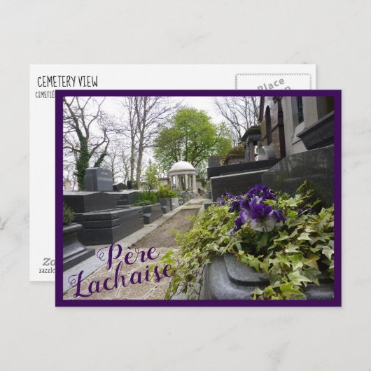 Carte Postale Vue du cimetière avec texte (Devant / Derrière)