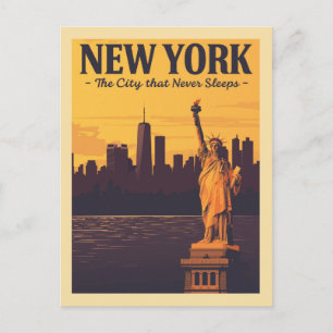 Carte Postale Vue du coucher de soleil sur la ville de New York