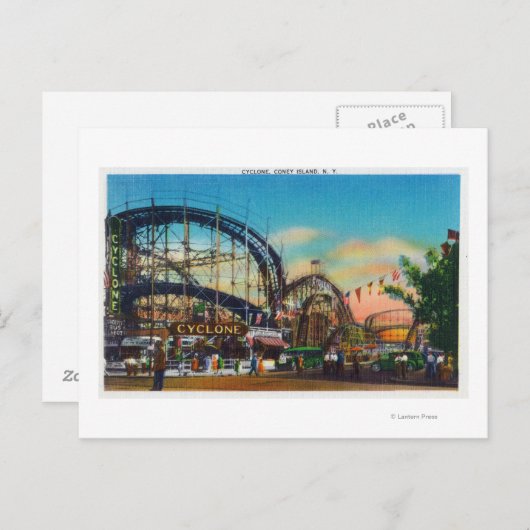 Carte Postale Vue du cyclone Rollercoaster # 1 (Devant / Derrière)