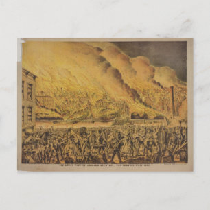 Carte Postale Vue du grand incendie de Chicago