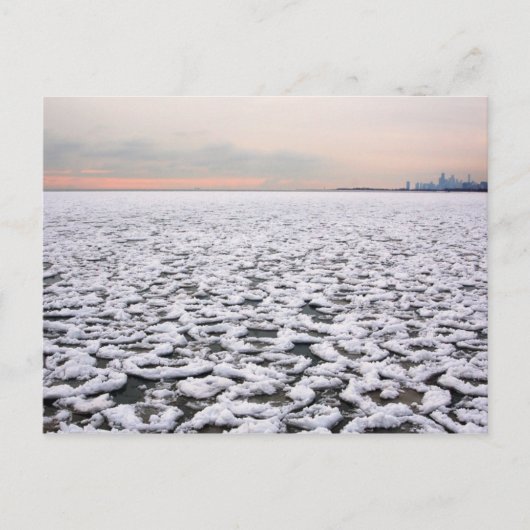 Carte Postale Vue du lac Michigan par Rogers Park en hiver (Devant)