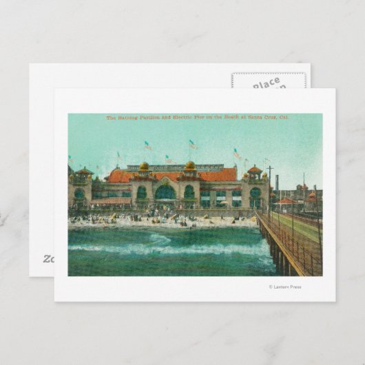 Carte Postale Vue du pavillon de baignade et jetée électrique (Devant / Derrière)