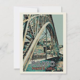 Carte Postale Vue du pont D. Luis illustration Porto Portugal