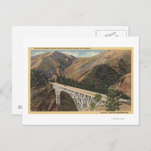 Carte Postale Vue du pont Pacific Hwy sur Shasta (Devant / Derrière)