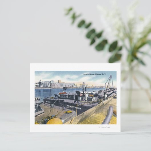 Carte Postale Vue du port d'Albany, SS Iroquois en (Debout devant)