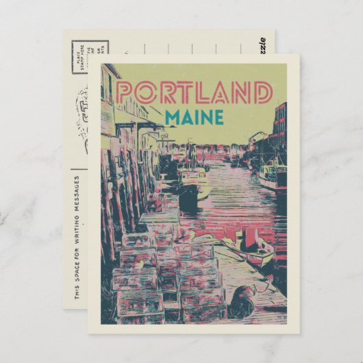 Carte Postale Vue du port Portland Maine USA (Devant / Derrière)