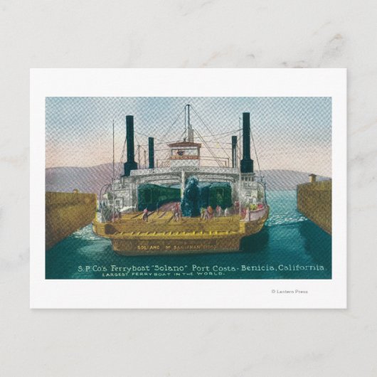 Carte Postale Vue du SP Ferry Boat Solano à quai (Devant)
