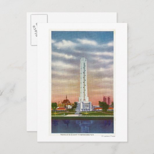 Carte Postale Vue du thermomètre géant de Texaco (Devant / Derrière)