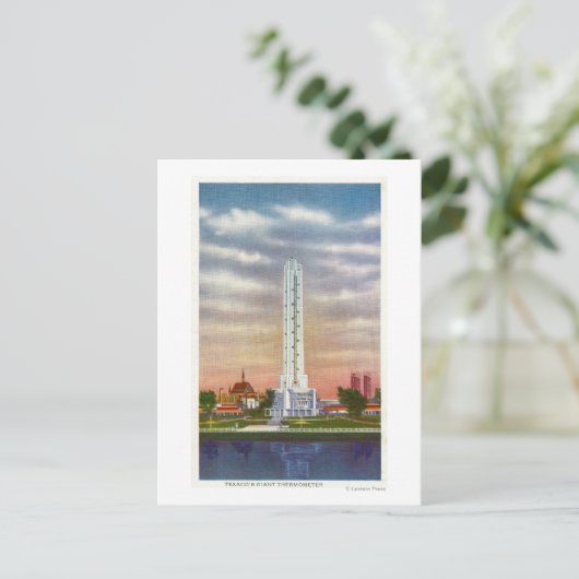 Carte Postale Vue du thermomètre géant de Texaco (Debout devant)