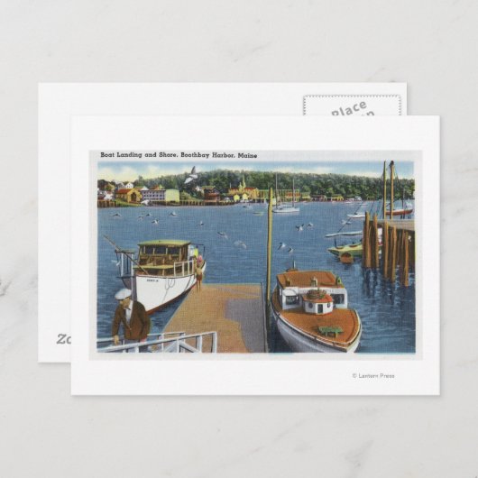 Carte Postale Vue d'un débarquement en bateau et du rivage (Devant / Derrière)