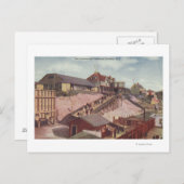 Carte Postale Vue d'un débarquement en bateau et d'un pavillon (Devant / Derrière)