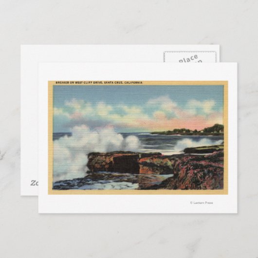 Carte Postale Vue d'un disjoncteur sur West Cliff Drive (Devant / Derrière)