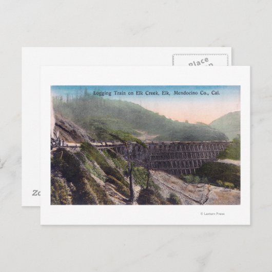 Carte Postale Vue d'un train d'exploitation forestière sur le po (Devant / Derrière)