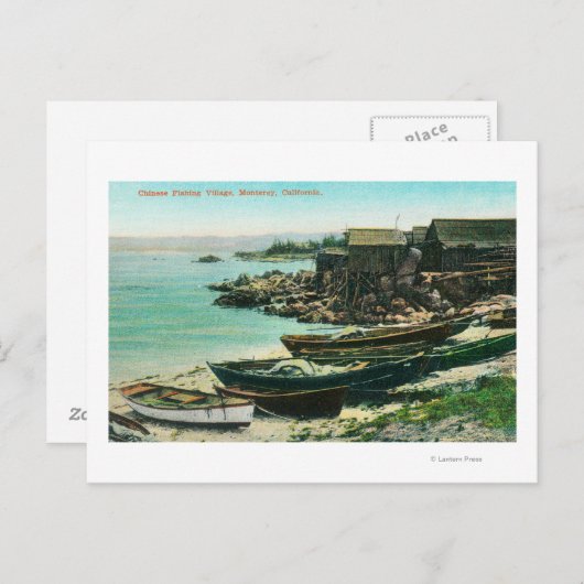 Carte Postale Vue d'un village de pêcheurs chinois (Devant / Derrière)