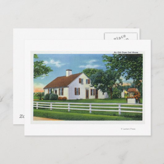 Carte Postale Vue d'une ancienne maison de Cape Cod (Devant / Derrière)