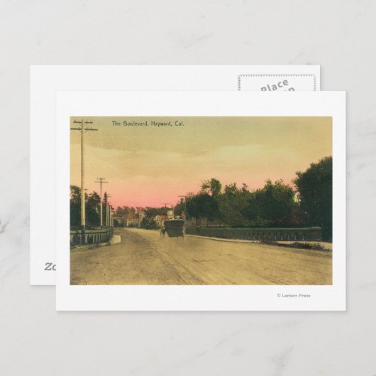 Carte Postale Vue d'une Ford Model-T sur le boulevard (Devant / Derrière)