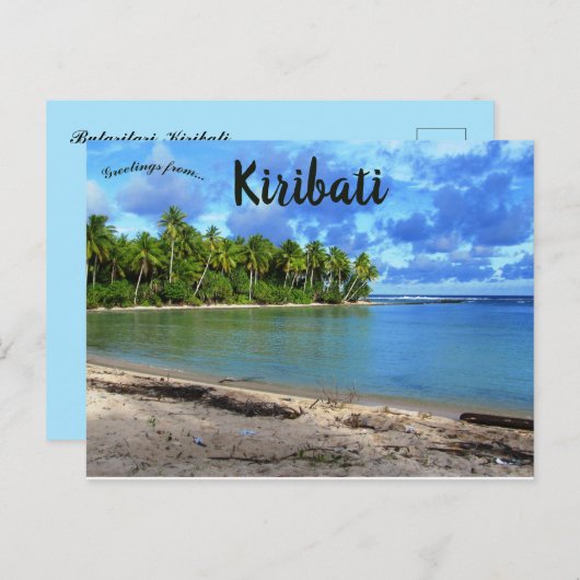 Carte Postale Vue d'une plage à Butaritari Kiribati (Devant / Derrière)