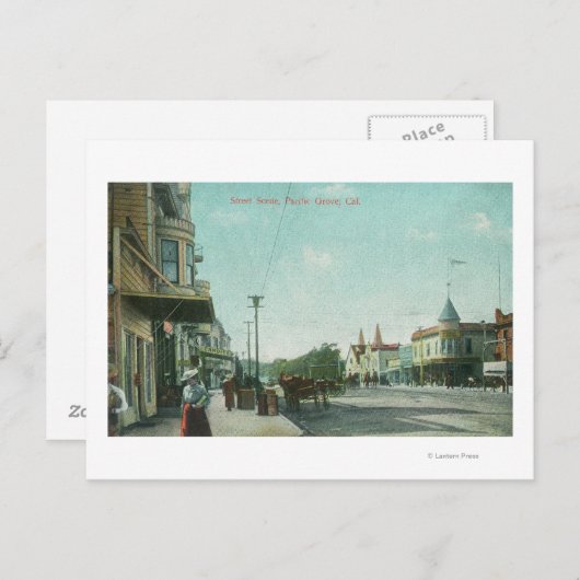 Carte Postale Vue d'une scène de rue Pacific Grove, CA (Devant / Derrière)