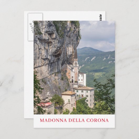 Carte postale vue église Madonna della Corona (Devant / Derrière)