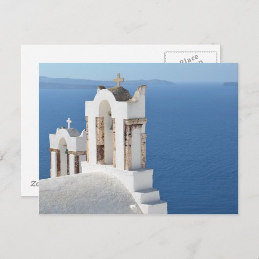 Carte postale Vue Église Santorin (Devant / Derrière)