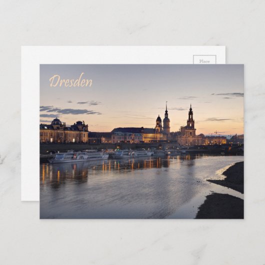 Carte Postale Vue Elbe de Dresden (Devant / Derrière)