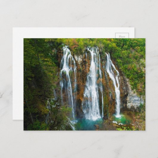 Carte Postale Vue en hauteur sur la cascade, Croatie (Devant / Derrière)