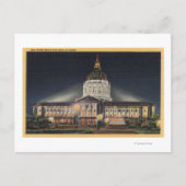 Carte Postale Vue en soirée de l'hôtel de ville (Devant)