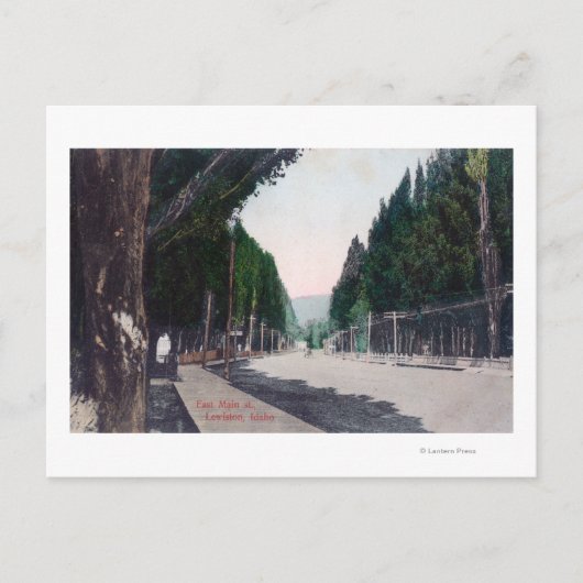 Carte Postale Vue Est sur Main Street Lewiston, ID (Devant)