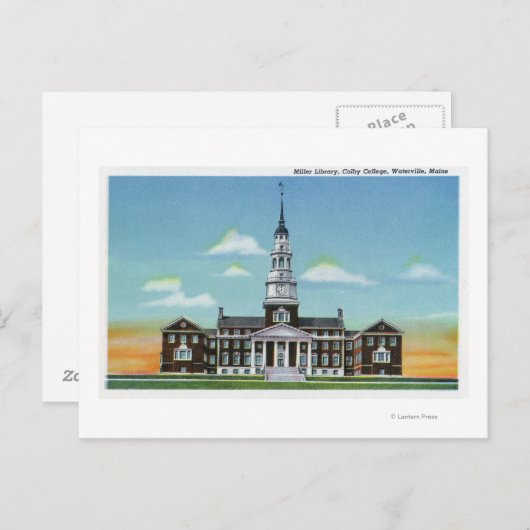 Carte Postale Vue extérieure de la bibliothèque Colby College Mi (Devant / Derrière)