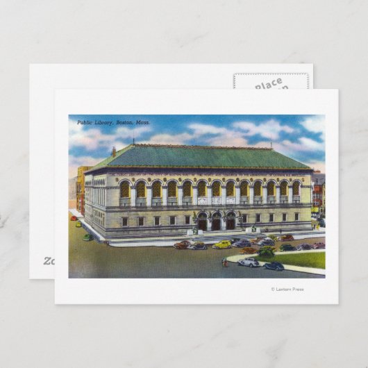 Carte Postale Vue extérieure de la bibliothèque publique (Devant / Derrière)