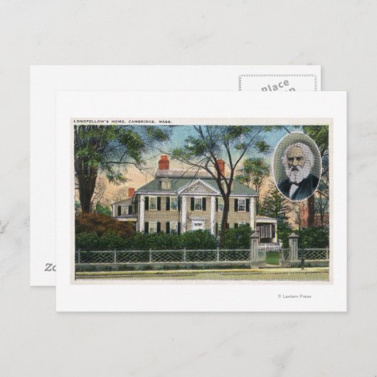 Carte Postale Vue extérieure de la maison de Longfellow (Devant / Derrière)