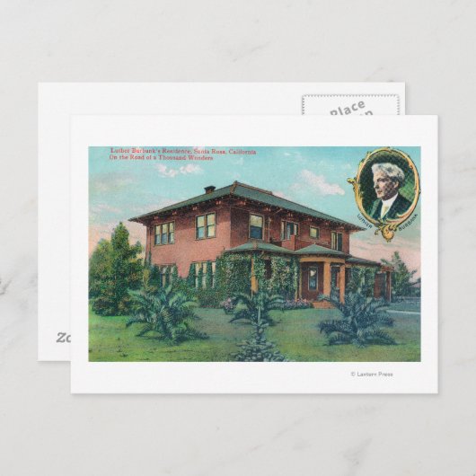 Carte Postale Vue extérieure de la résidence de Luther Burbank (Devant / Derrière)