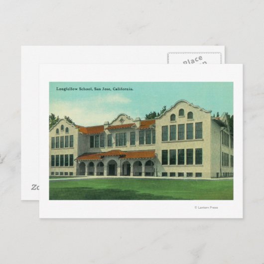 Carte Postale Vue extérieure de l'école Longfellow (Devant / Derrière)